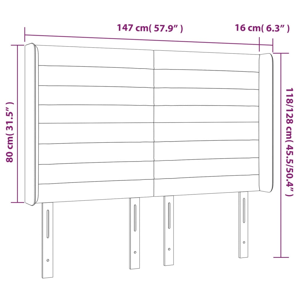 LED uzglavlje plavo 147 x 16 x 118/128 cm od tkanine