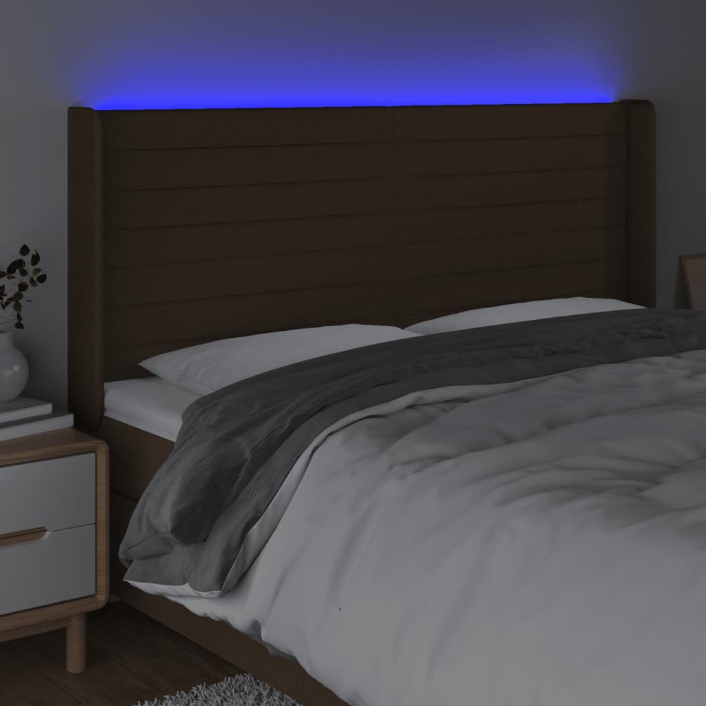 LED uzglavlje tamnosmeđe 163x16x118/128 cm od tkanine