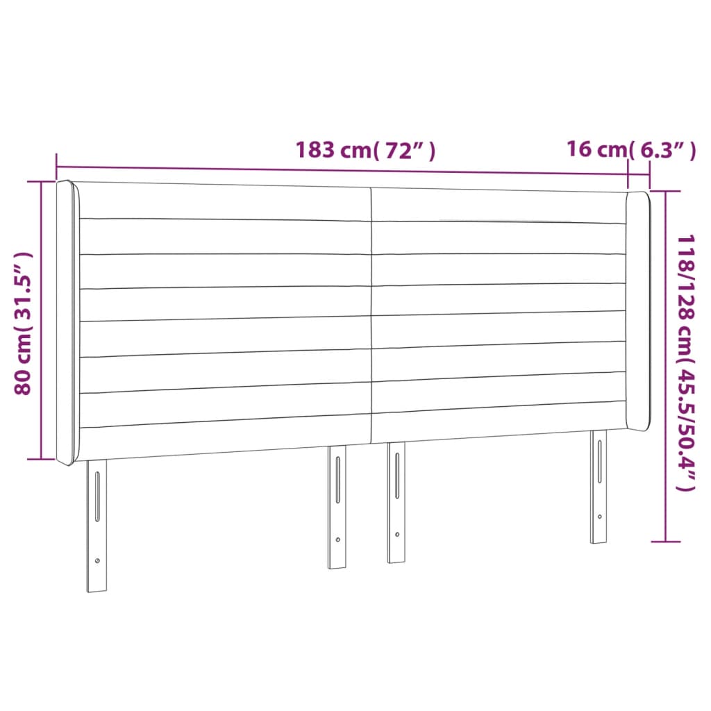 LED uzglavlje tamnosmeđe 183x16x118/128 cm od tkanine