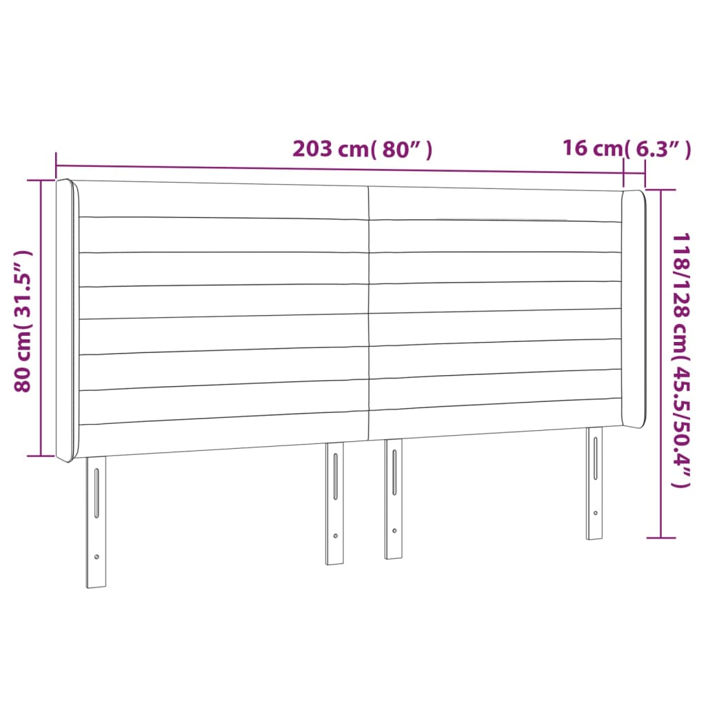 LED uzglavlje plavo 203 x 16 x 118/128 cm od tkanine