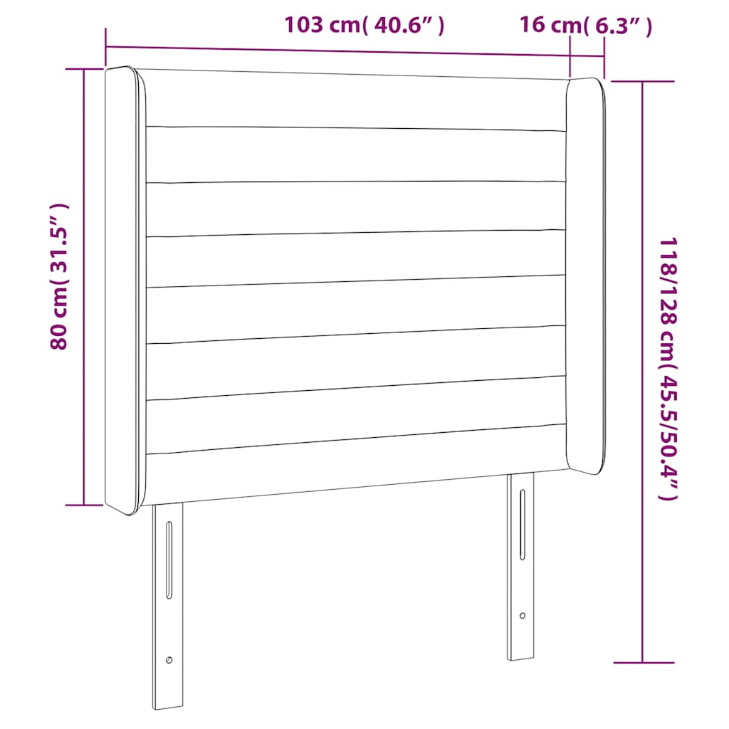 LED uzglavlje tamnoplavo 103x16x118/128 cm baršunasto