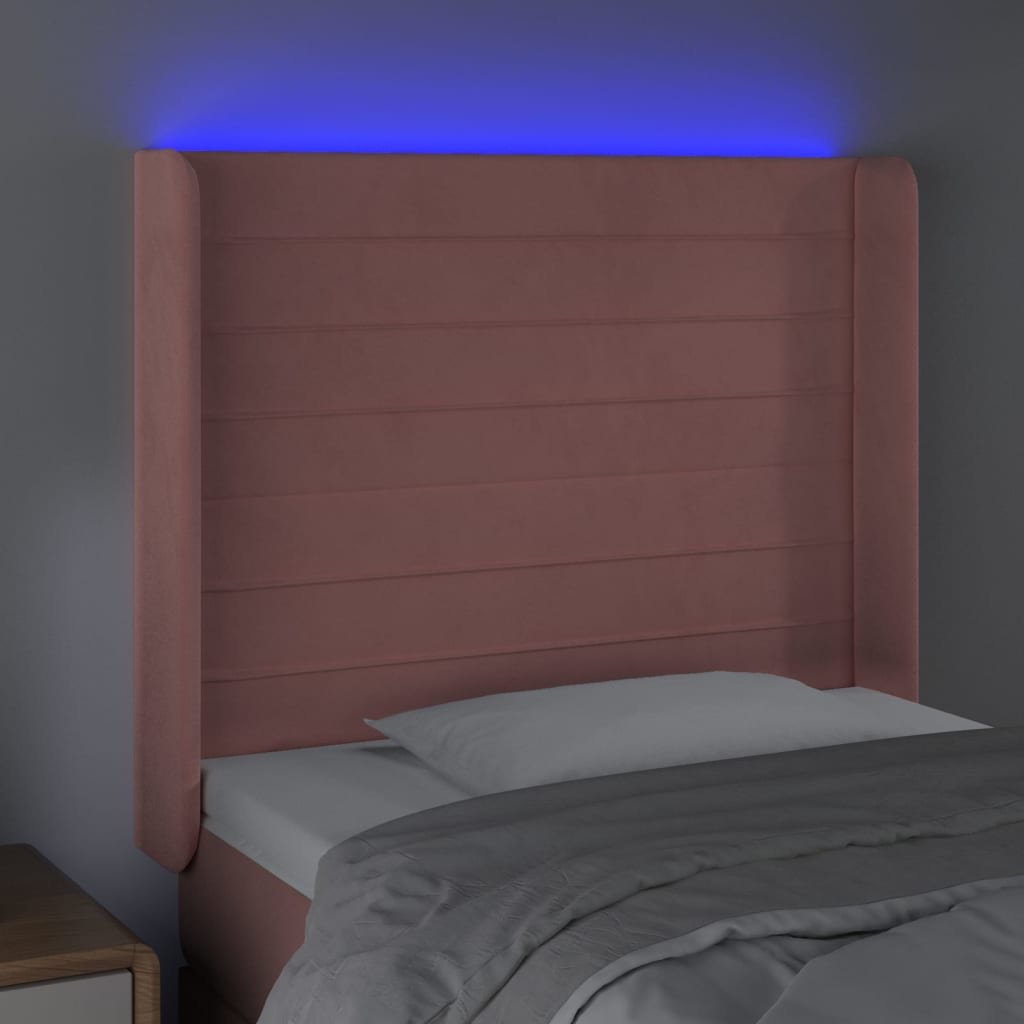LED uzglavlje ružičasto 103x16x118/128 cm baršunasto