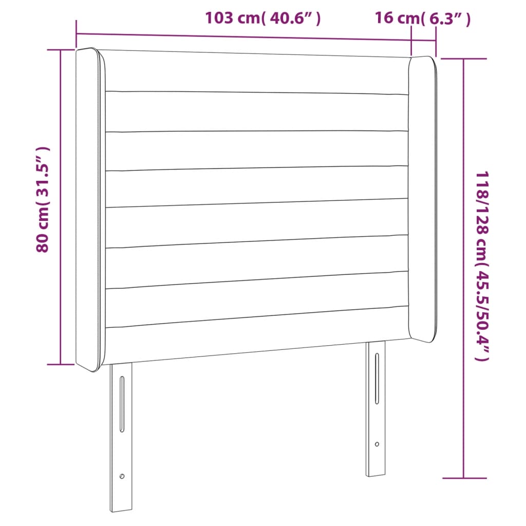 LED uzglavlje ružičasto 103x16x118/128 cm baršunasto