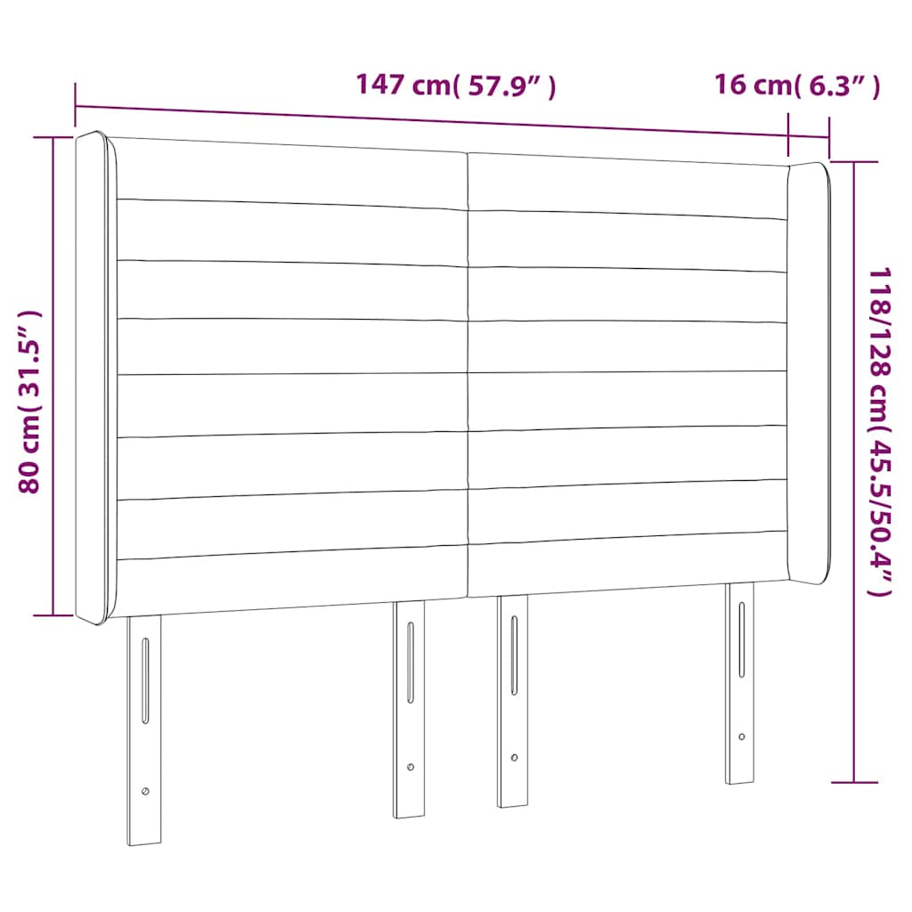 LED uzglavlje tamnoplavo 147x16x118/128 cm baršunasto