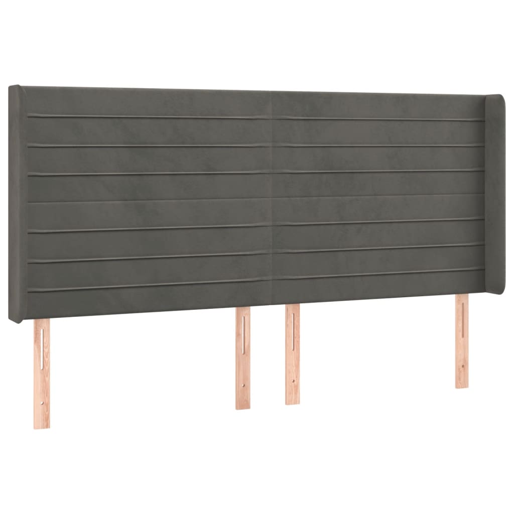 LED uzglavlje tamnosivo 163x16x118/128 cm baršunasto