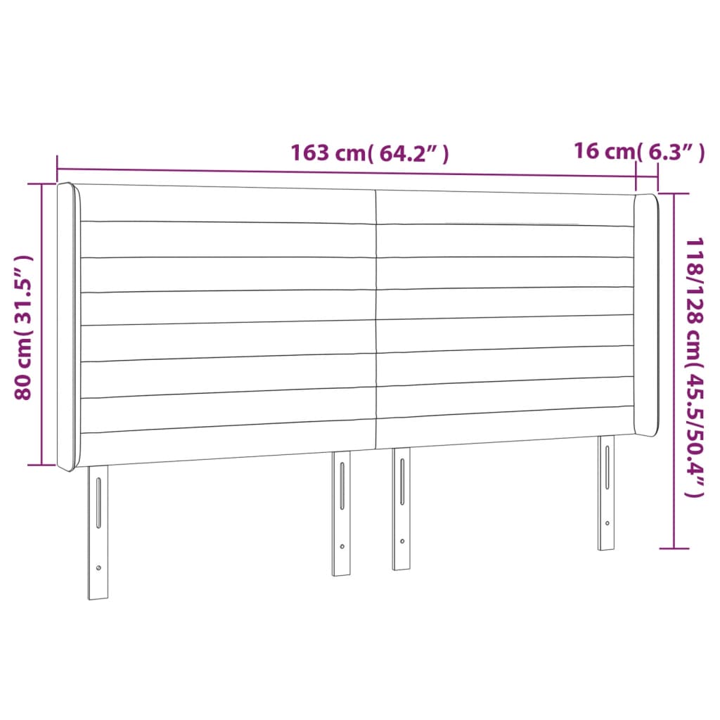 LED uzglavlje tamnosivo 163x16x118/128 cm baršunasto