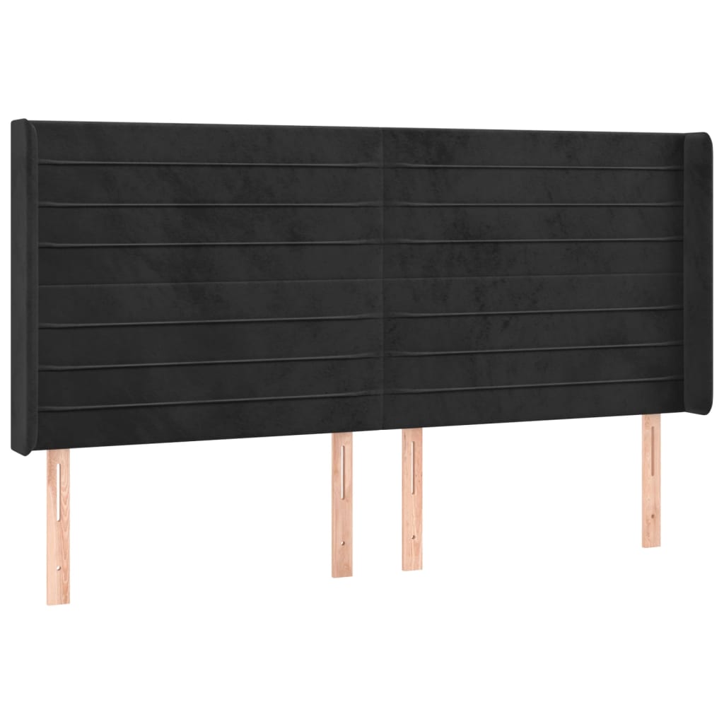LED uzglavlje crno 163 x 16 x 118/128 cm baršunasto