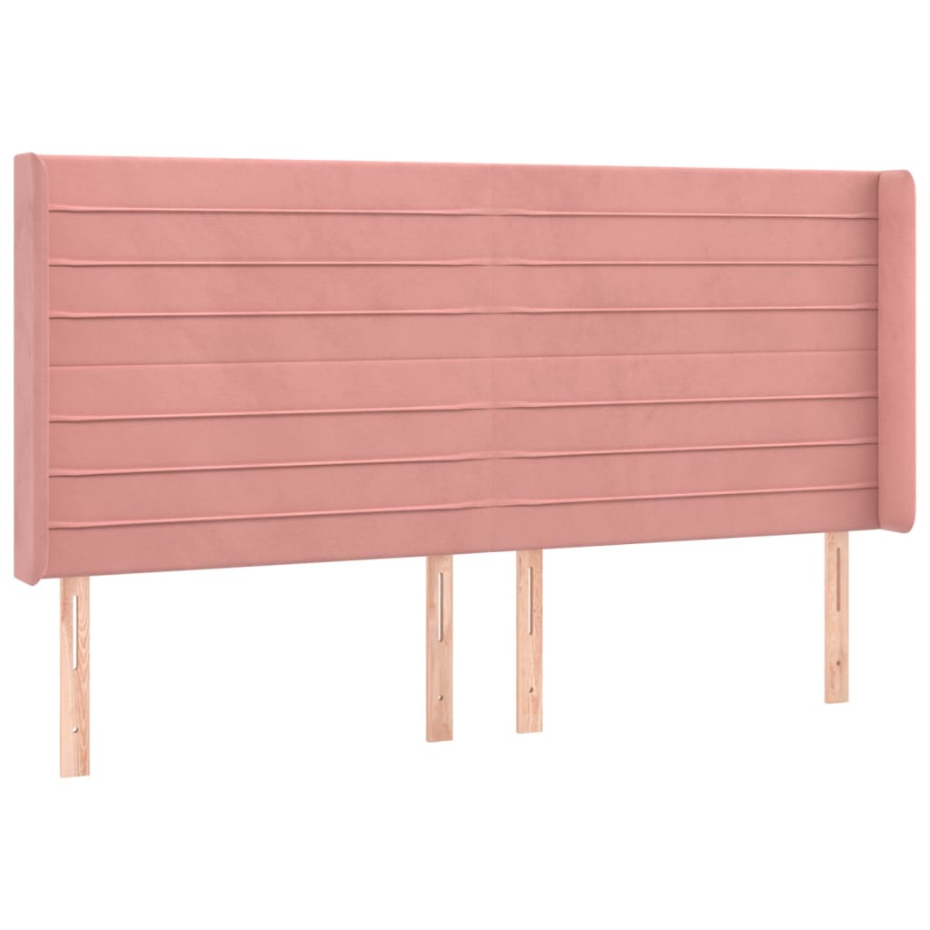 LED uzglavlje Ružičasta 163x16x118/128 cm baršunasto