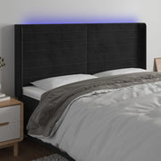 LED uzglavlje crno 183 x 16 x 118/128 cm baršunasto