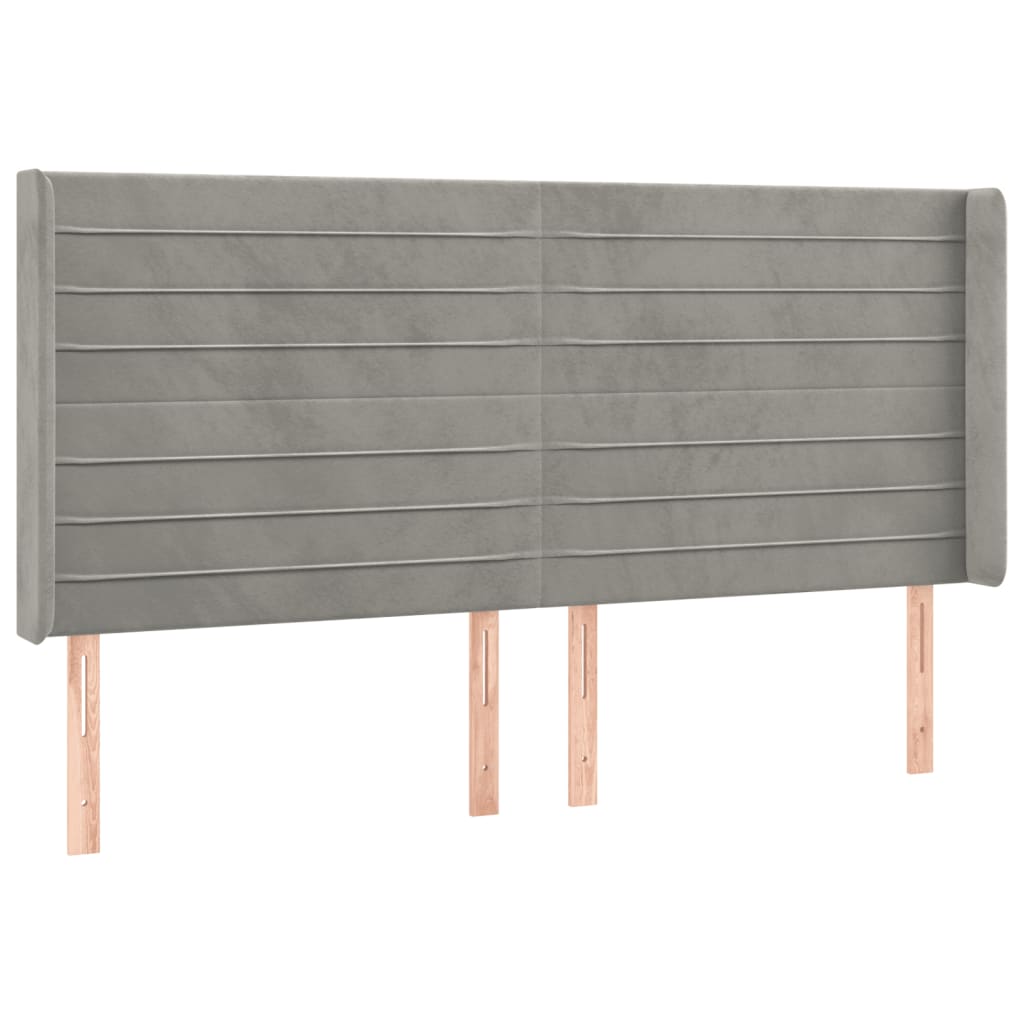LED uzglavlje svjetlosivo 203 x 16 x 118/128 cm baršunasto
