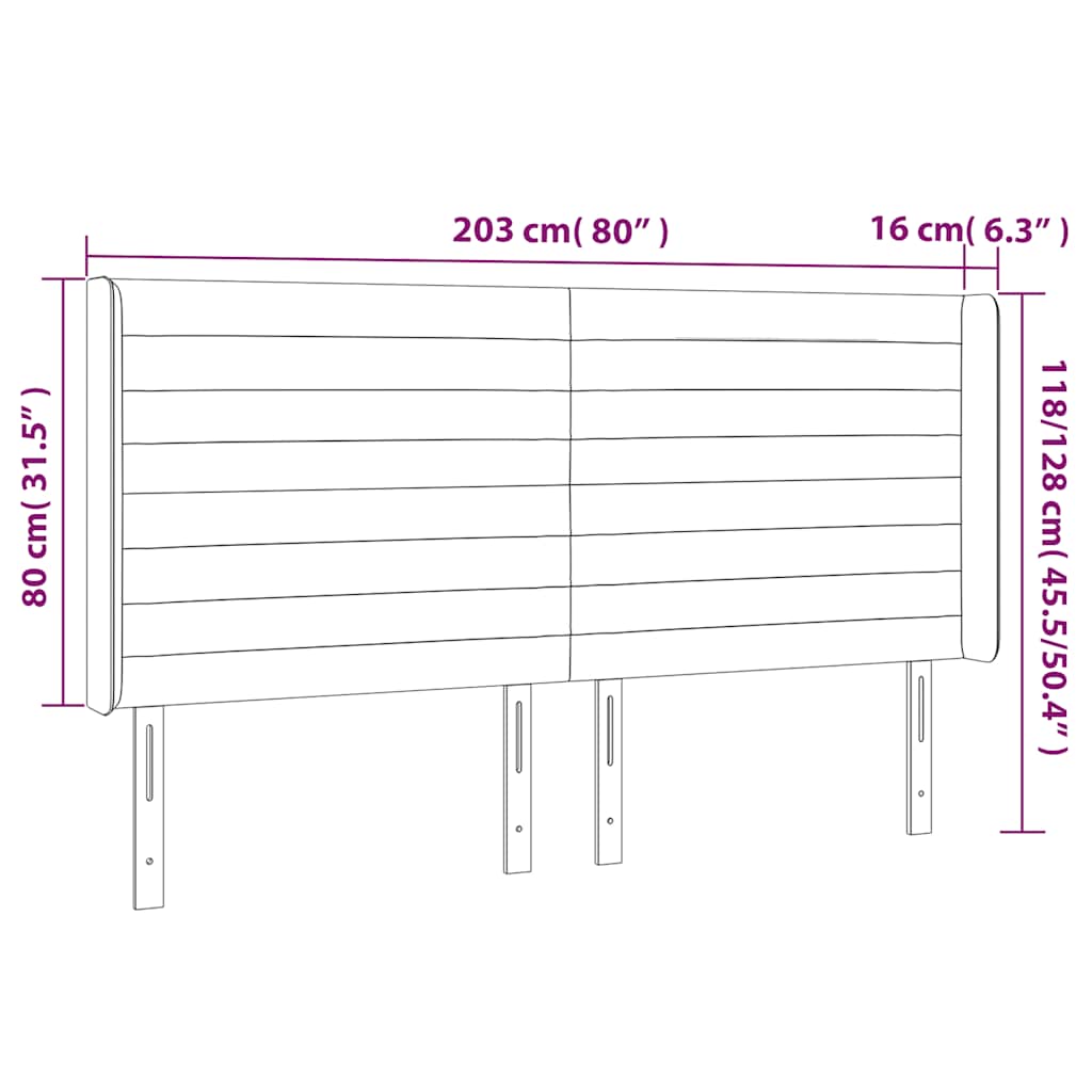 LED uzglavlje tamnoplavo 203 x 16 x 118/128 cm od tkanine