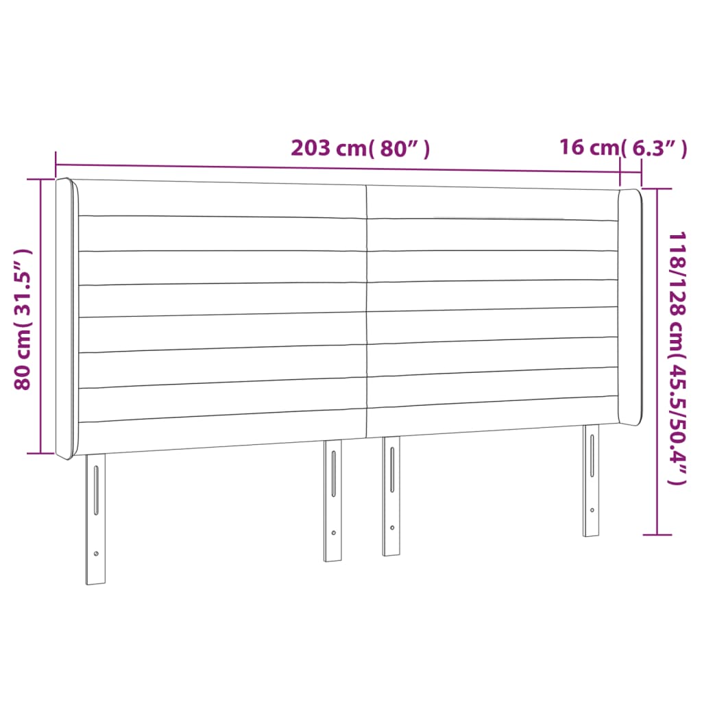 LED uzglavlje ružičasto 203x16x118/128 cm baršunasto