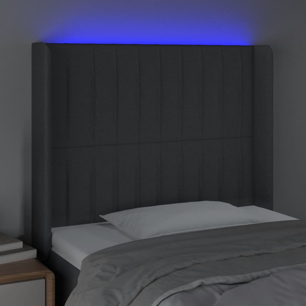 LED uzglavlje tamnosivo 93 x 16 x 118/128 cm od tkanine