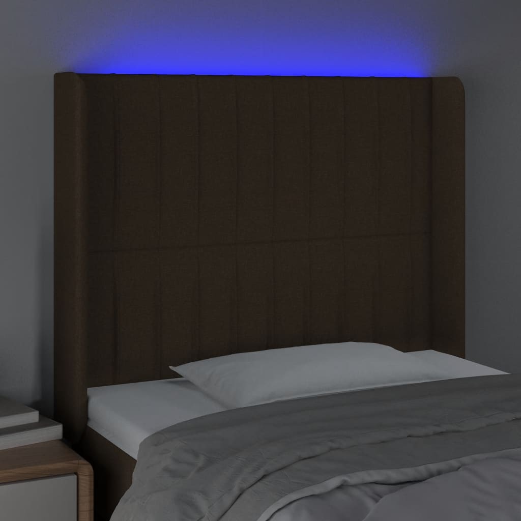 LED uzglavlje tamnosmeđe 93x16x118/128 cm od tkanine
