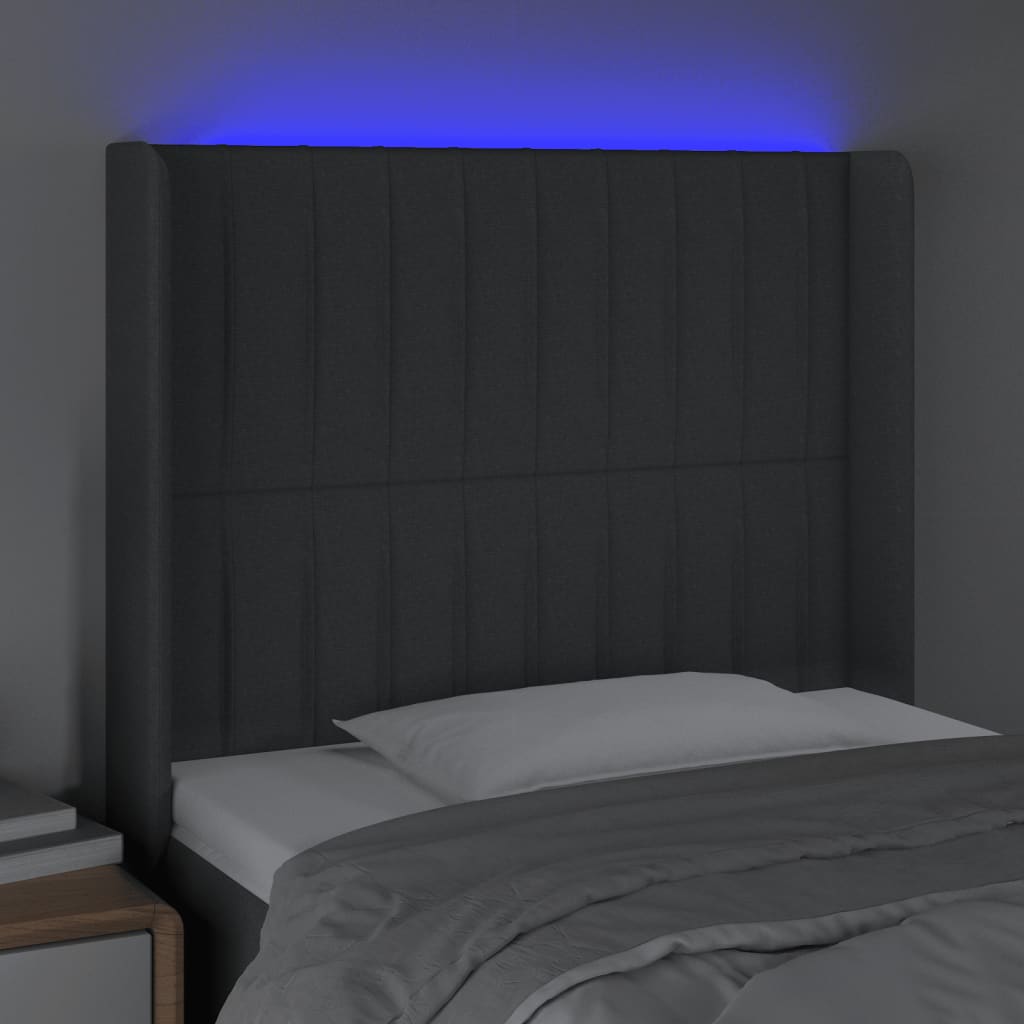 LED uzglavlje tamnosivo 103 x 16 x 118/128 cm od tkanine