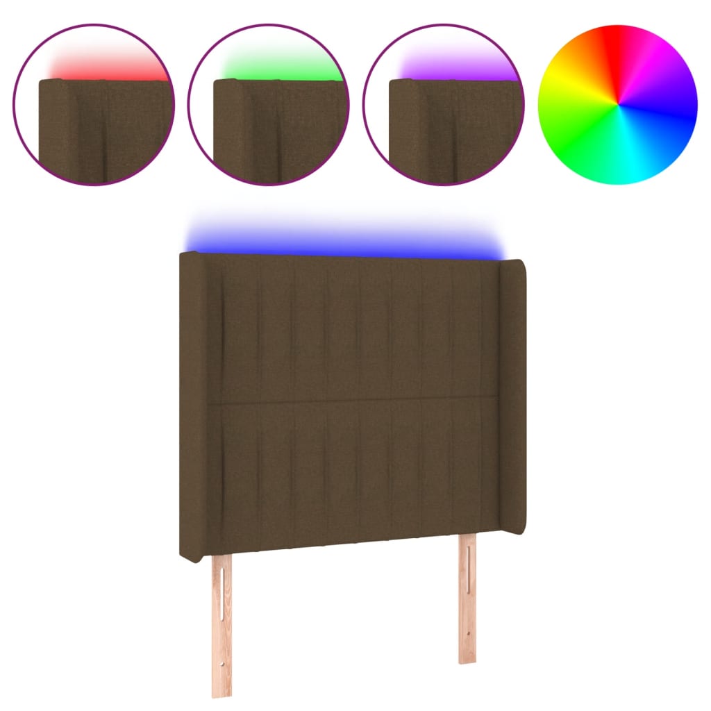 LED uzglavlje tamnosmeđe 103 x 16 x 118/128 cm od tkanine
