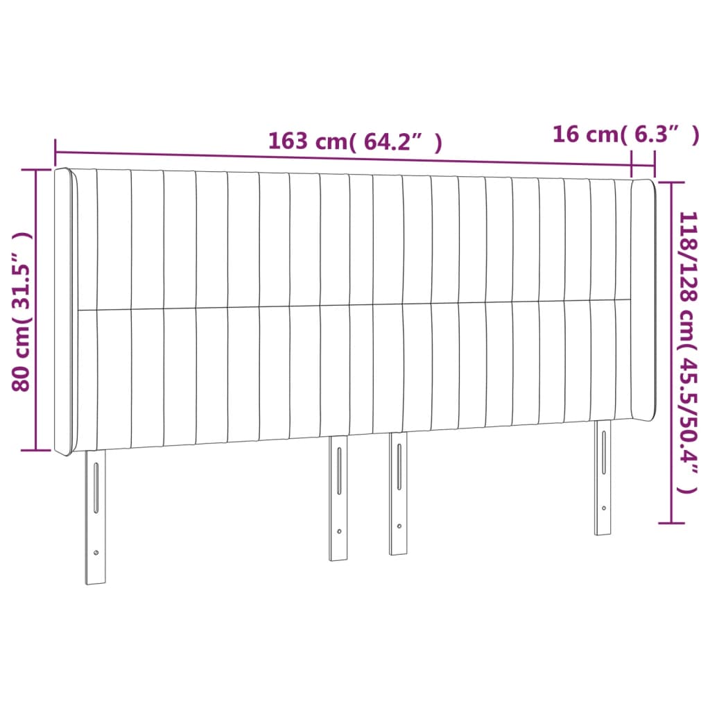 LED uzglavlje krem 163 x 16 x 118/128 cm od tkanine