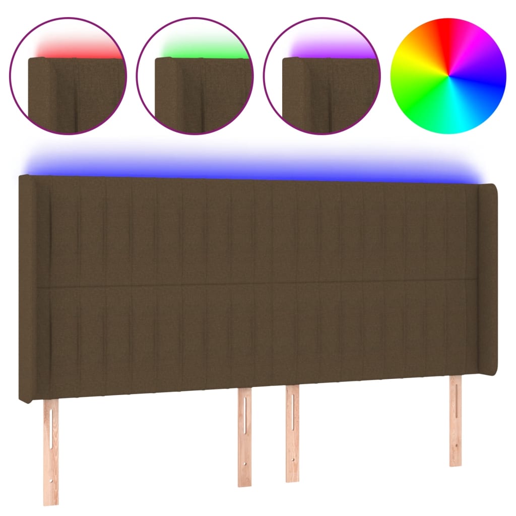 LED uzglavlje tamnosmeđe 183x16x118/128 cm od tkanine