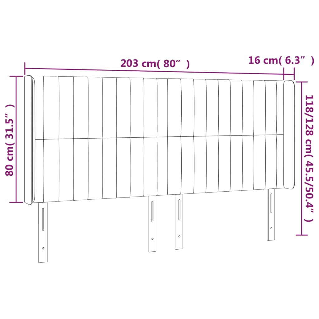 LED uzglavlje plavo 203 x 16 x 118/128 cm od tkanine