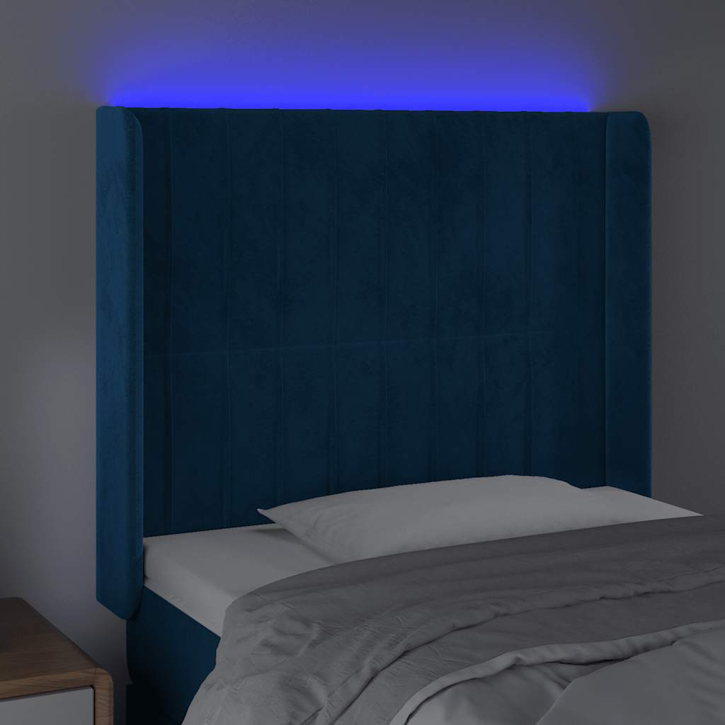 LED uzglavlje tamnoplavo 83x16x118/128 cm baršunasto