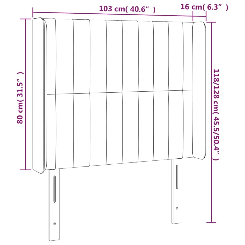 LED uzglavlje tamnosivo 103x16x118/128 cm baršunasto
