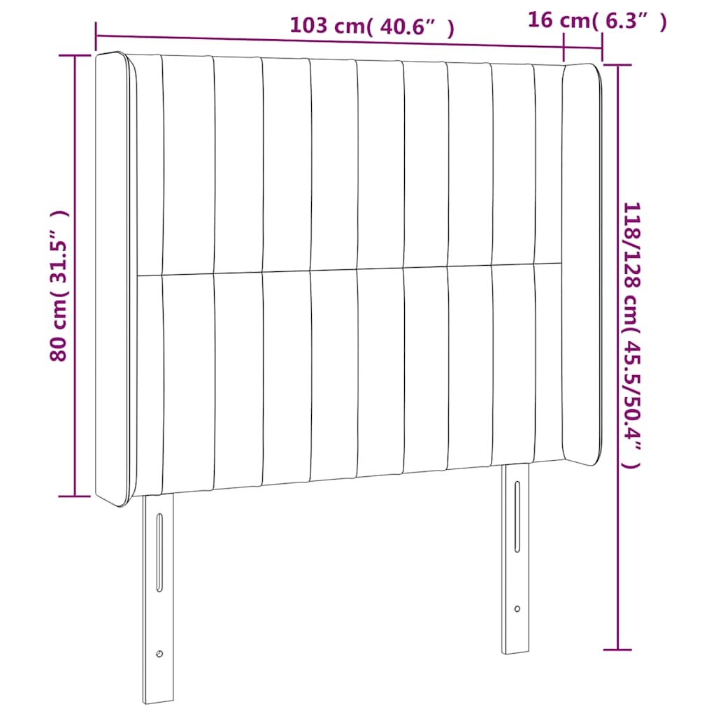 LED uzglavlje tamnoplavo 103x16x118/128 cm baršunasto