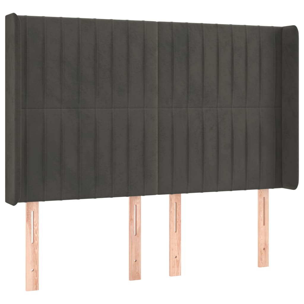 LED uzglavlje tamnosivo 147x16x118/128 cm baršunasto
