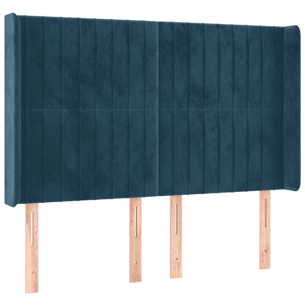 LED uzglavlje tamnoplavo 147x16x118/128 cm baršunasto