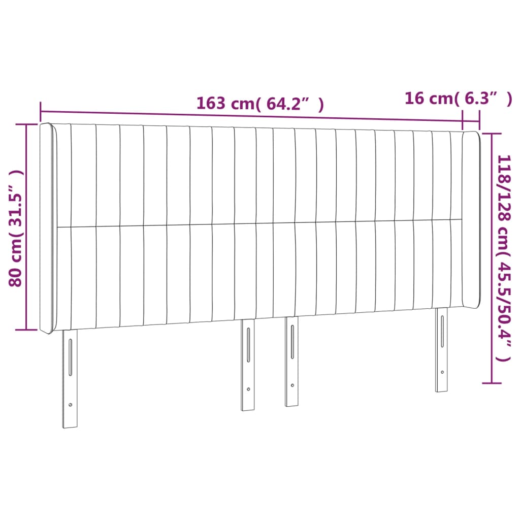 LED uzglavlje Ružičasta 163x16x118/128 cm baršunasto