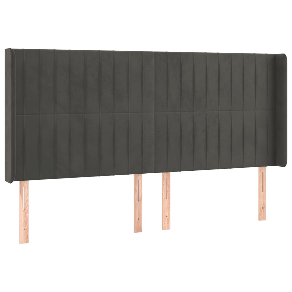 LED uzglavlje tamnosivo 183 x 16 x 118/128 cm baršunasto