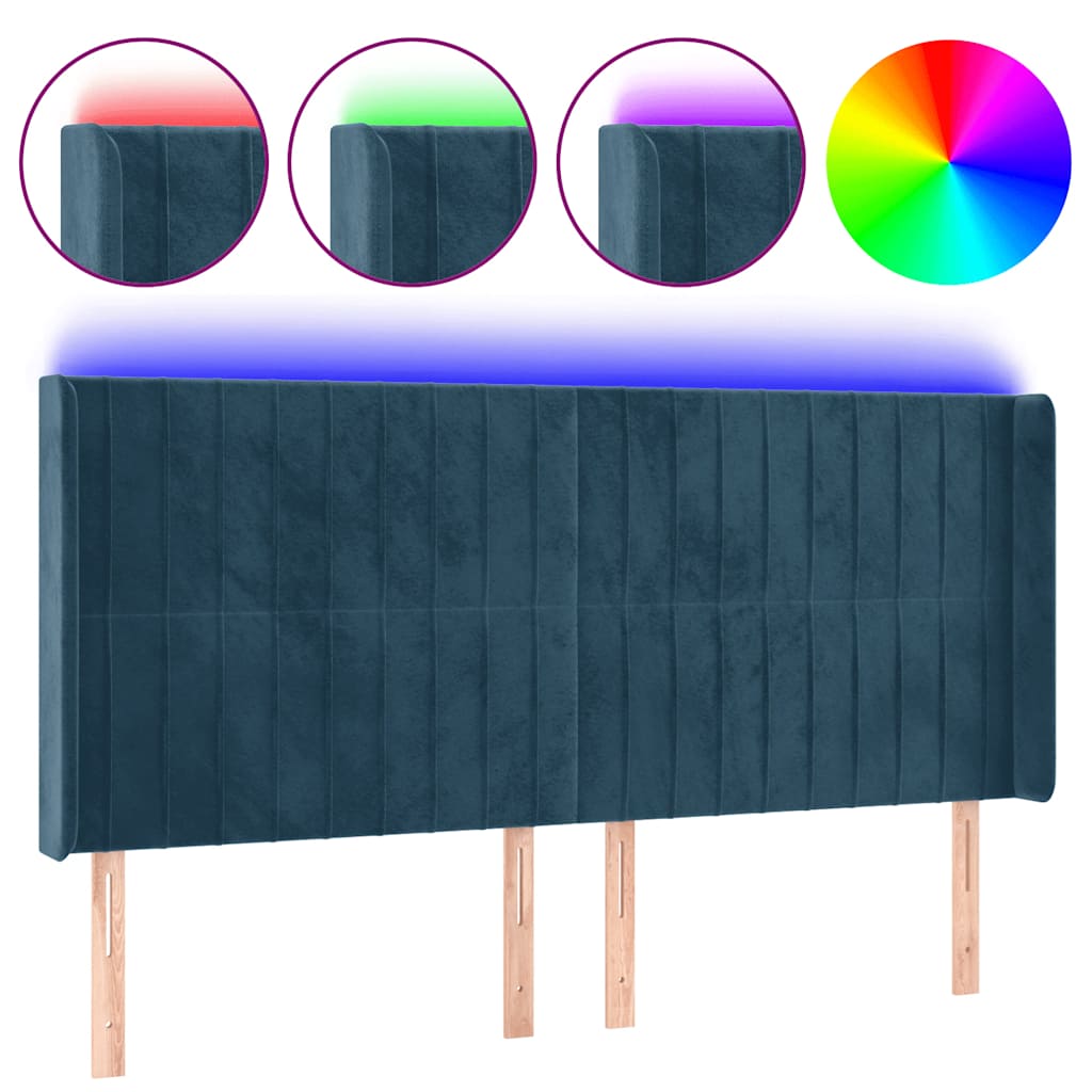 LED uzglavlje tamnoplavo 183 x 16 x 118/128 cm od tkanine