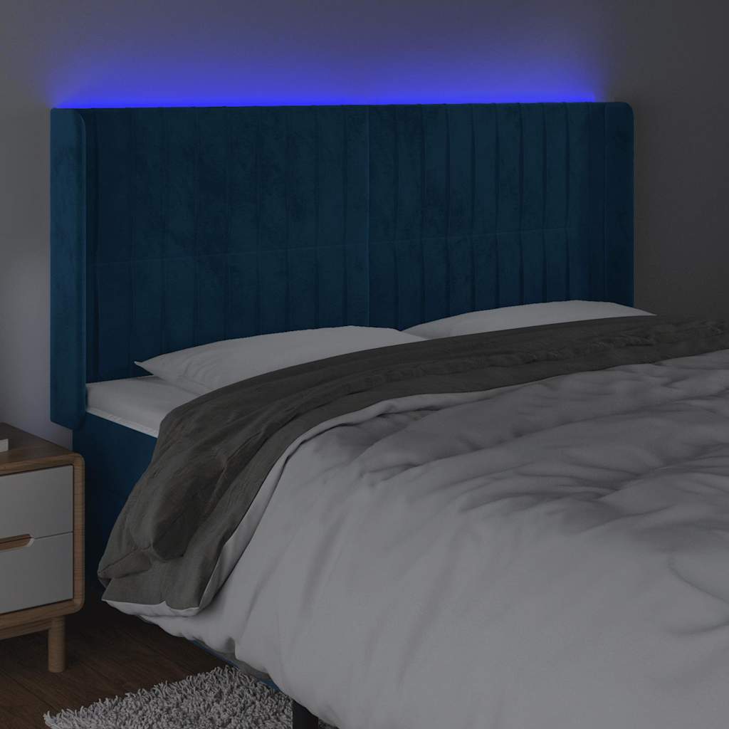LED uzglavlje tamnoplavo 183 x 16 x 118/128 cm od tkanine