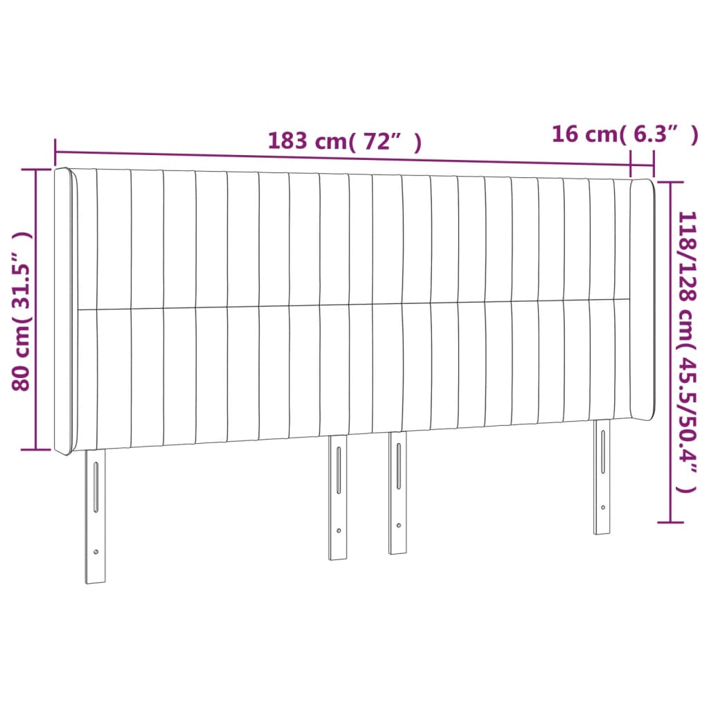LED uzglavlje ružičasto 183x16x118/128 cm baršunasto