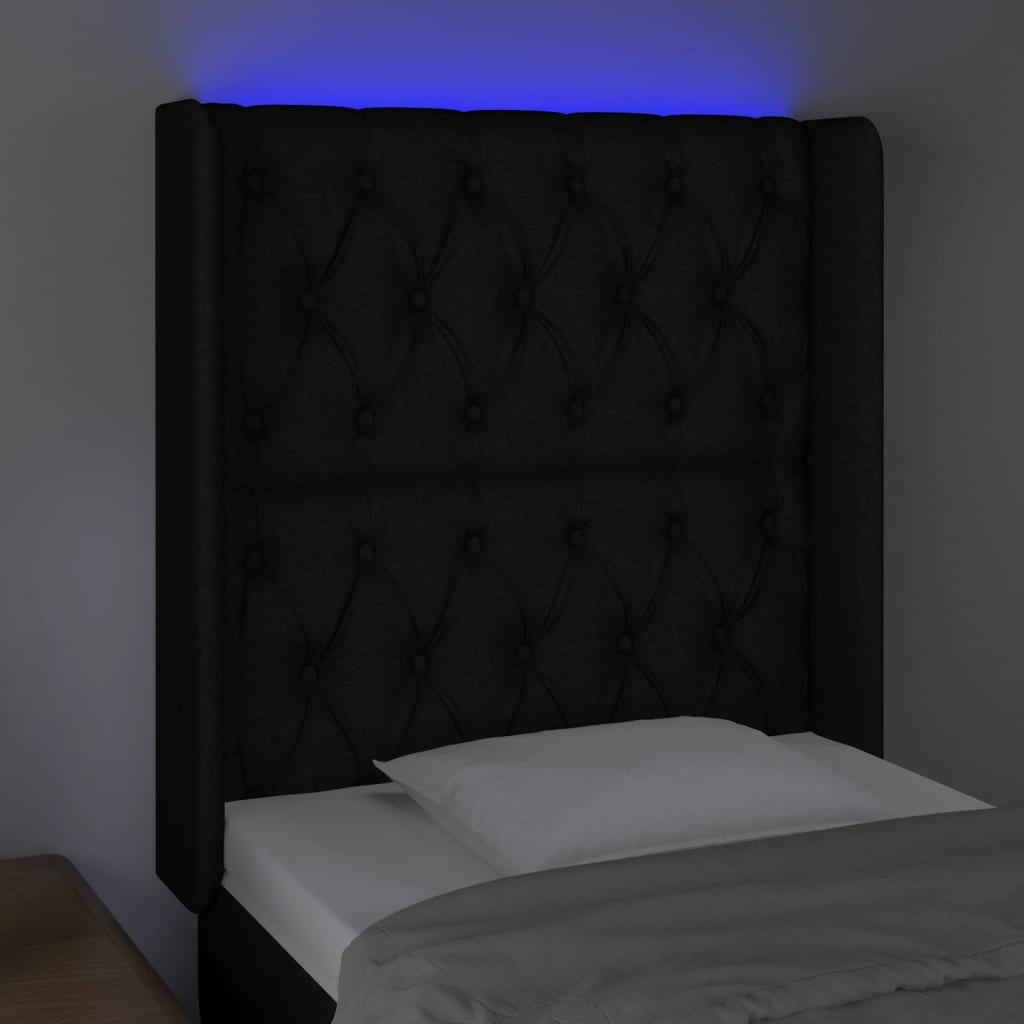 LED uzglavlje crno 83 x 16 x 118/128 cm od tkanine
