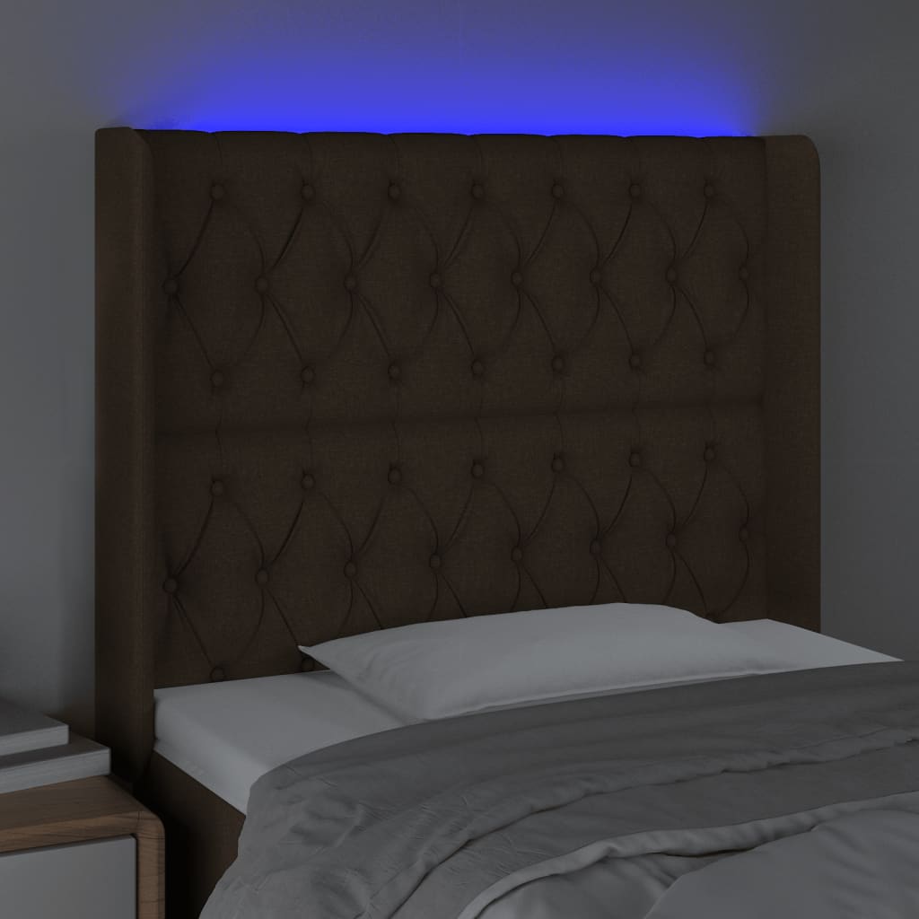 LED uzglavlje tamnosmeđe 93x16x118/128 cm od tkanine