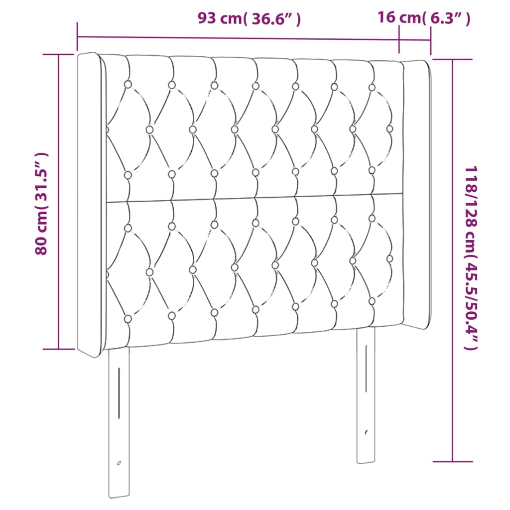 LED uzglavlje tamnosmeđe 93x16x118/128 cm od tkanine