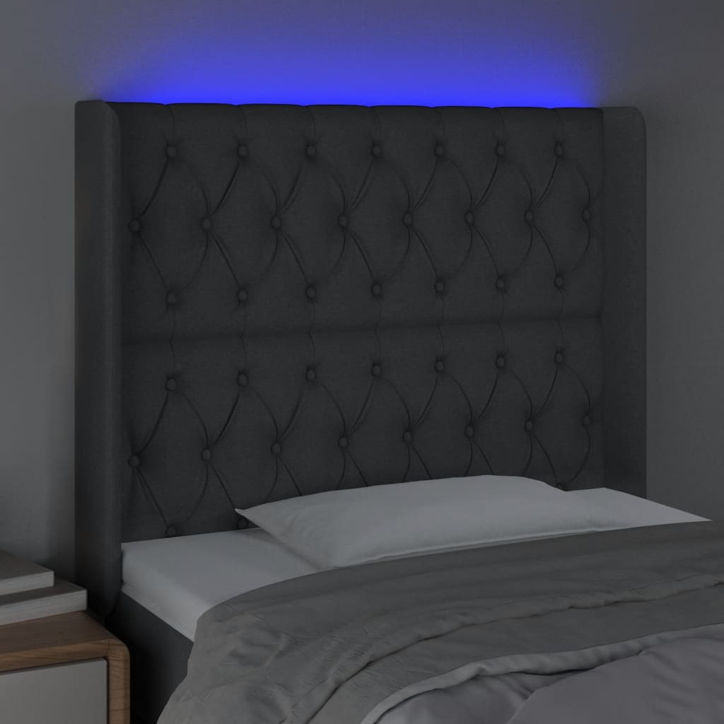 LED uzglavlje tamnosivo 103 x 16 x 118/128 cm od tkanine