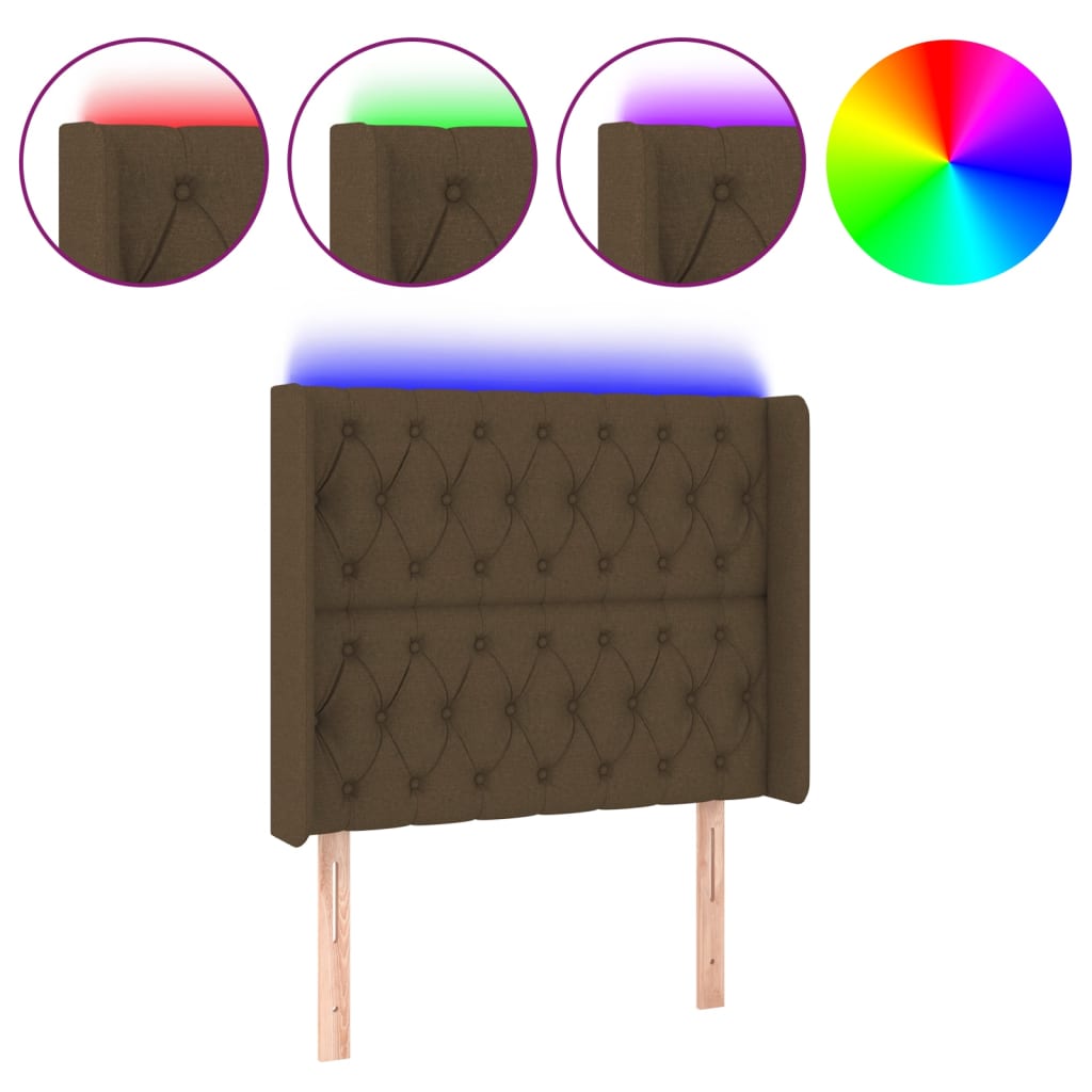 LED uzglavlje tamnosmeđe 103 x 16 x 118/128 cm od tkanine