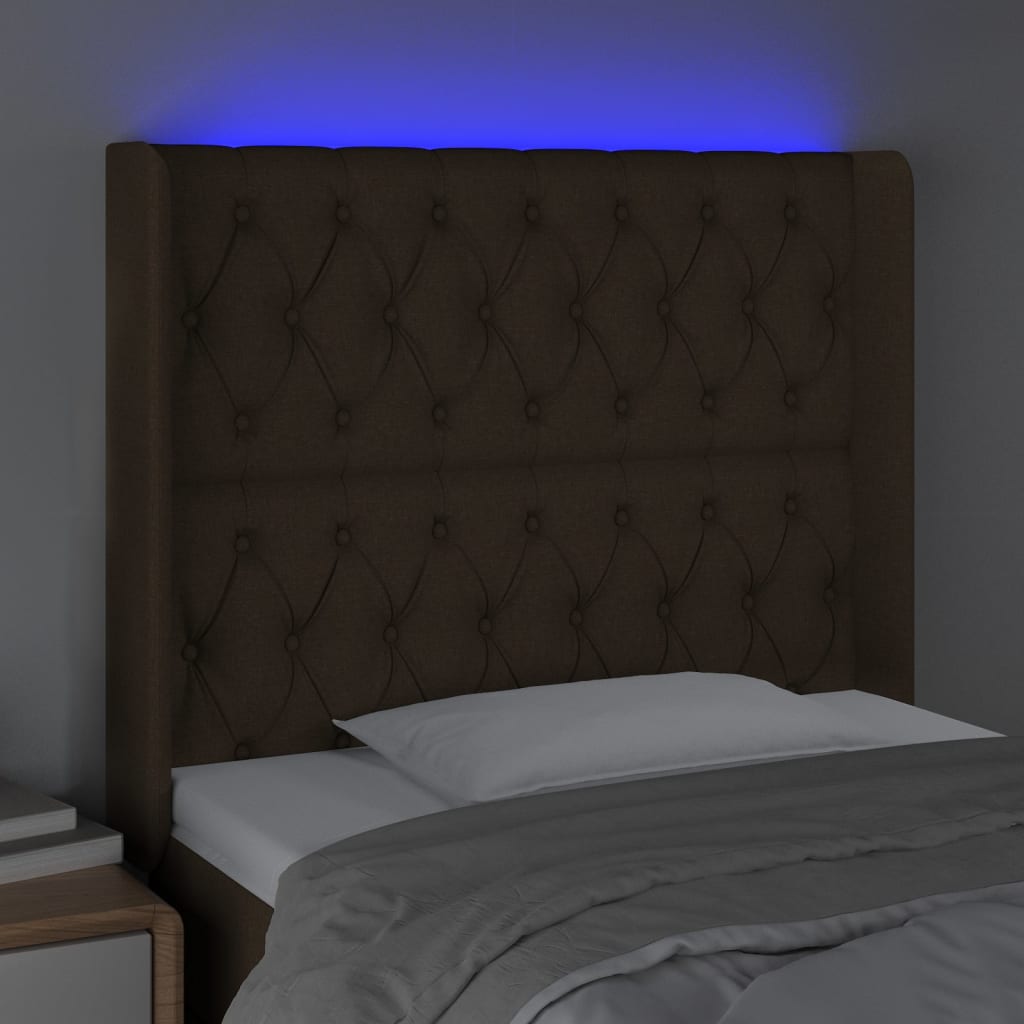LED uzglavlje tamnosmeđe 103 x 16 x 118/128 cm od tkanine