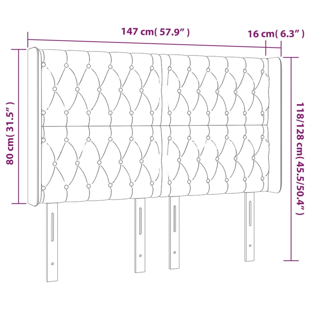 LED uzglavlje tamnosmeđe 147x16x118/128 cm od tkanine