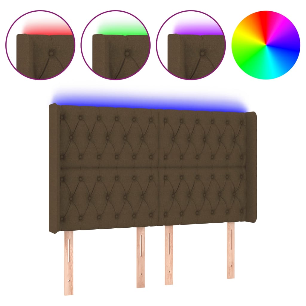 LED uzglavlje tamnosmeđe 163x16x118/128 cm od tkanine