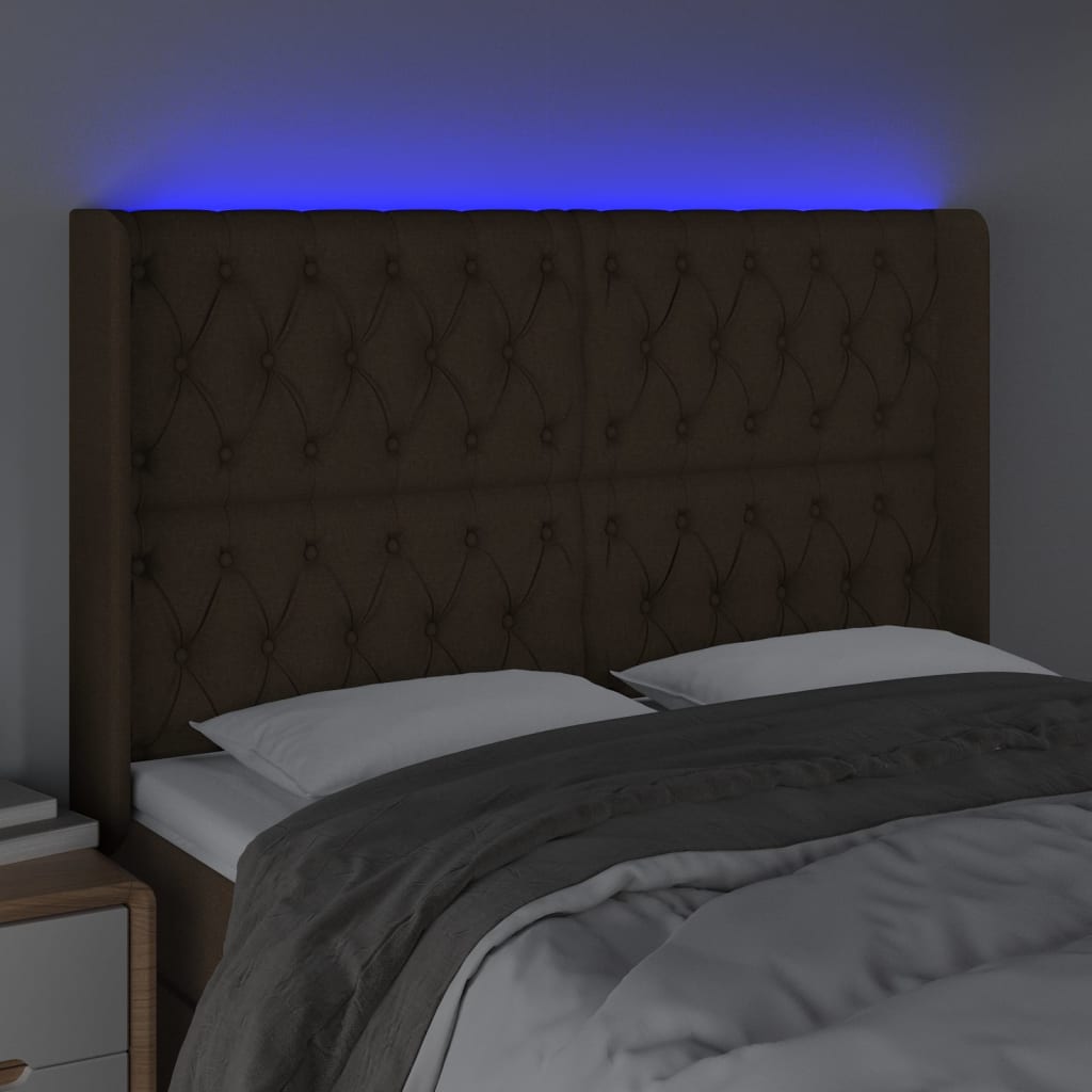 LED uzglavlje tamnosmeđe 163x16x118/128 cm od tkanine