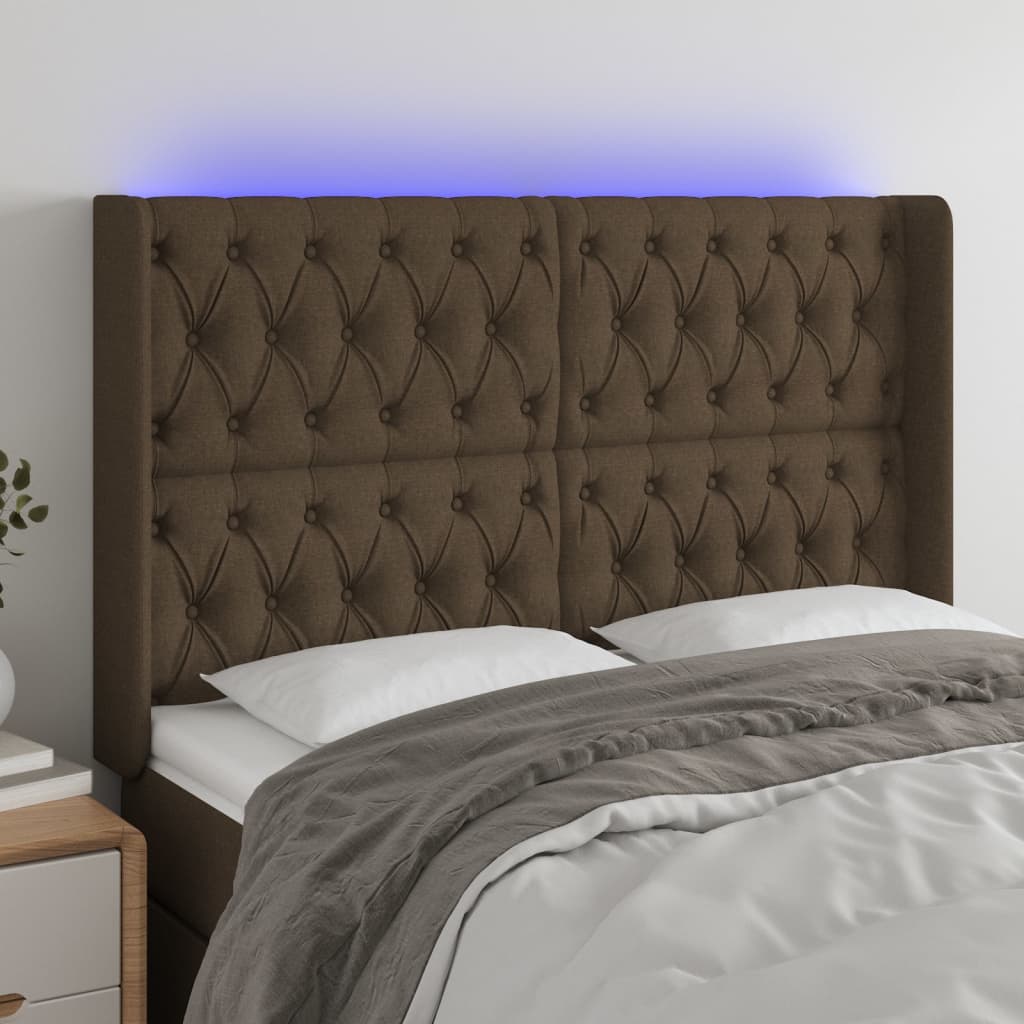 LED uzglavlje tamnosmeđe 163x16x118/128 cm od tkanine