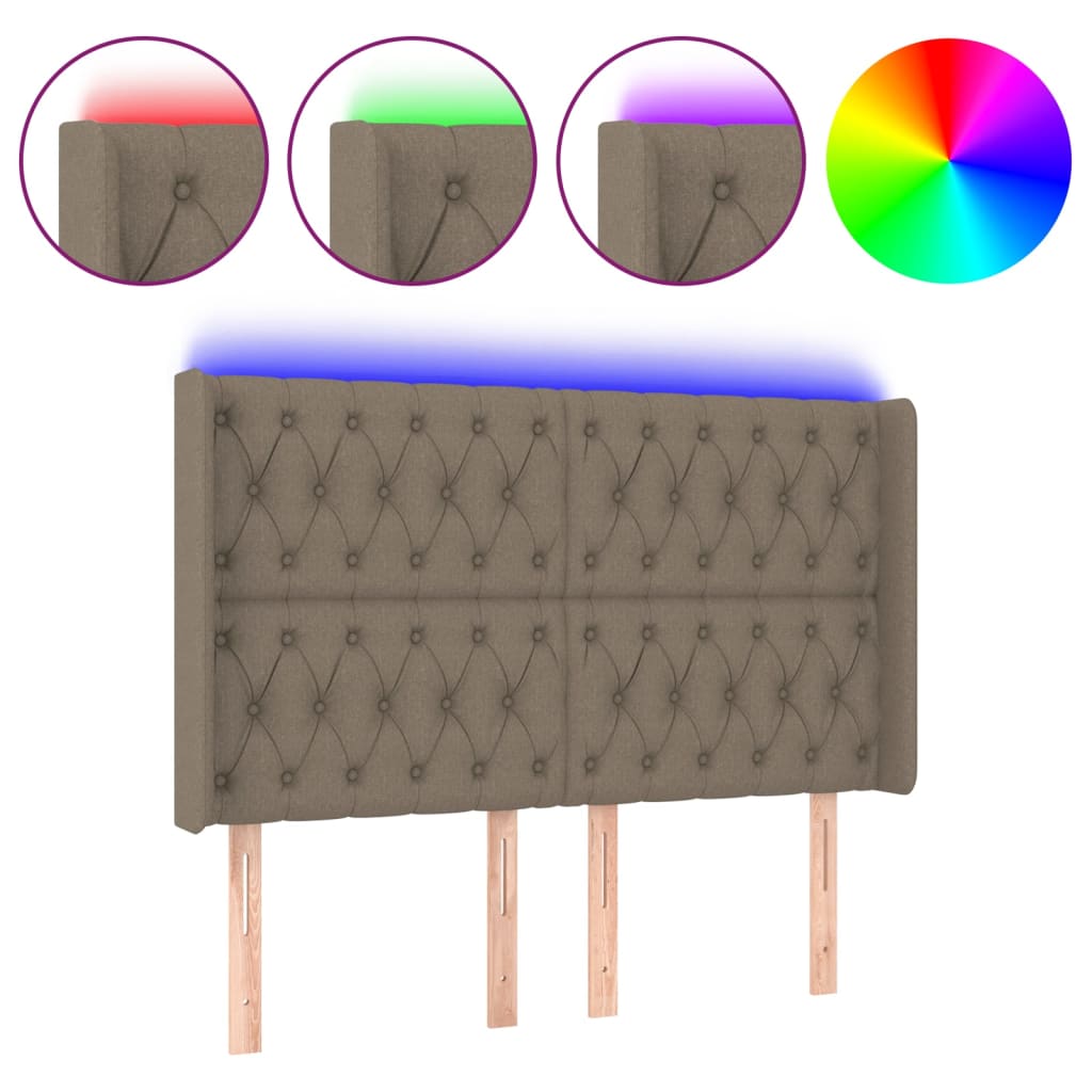 LED uzglavlje smeđesivo 163 x 16 x 118/128 cm od tkanine