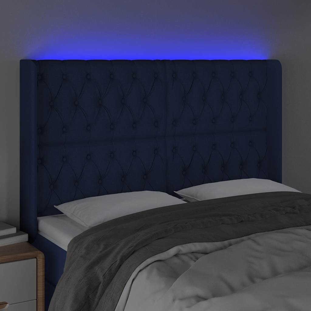 LED uzglavlje plavo 163 x 16 x 118/128 cm od tkanine