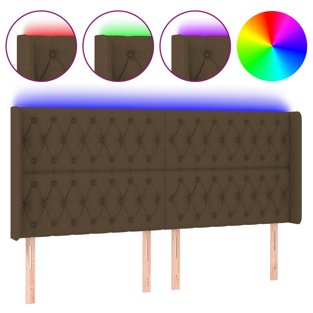 LED uzglavlje tamnosmeđe 183x16x118/128 cm od tkanine