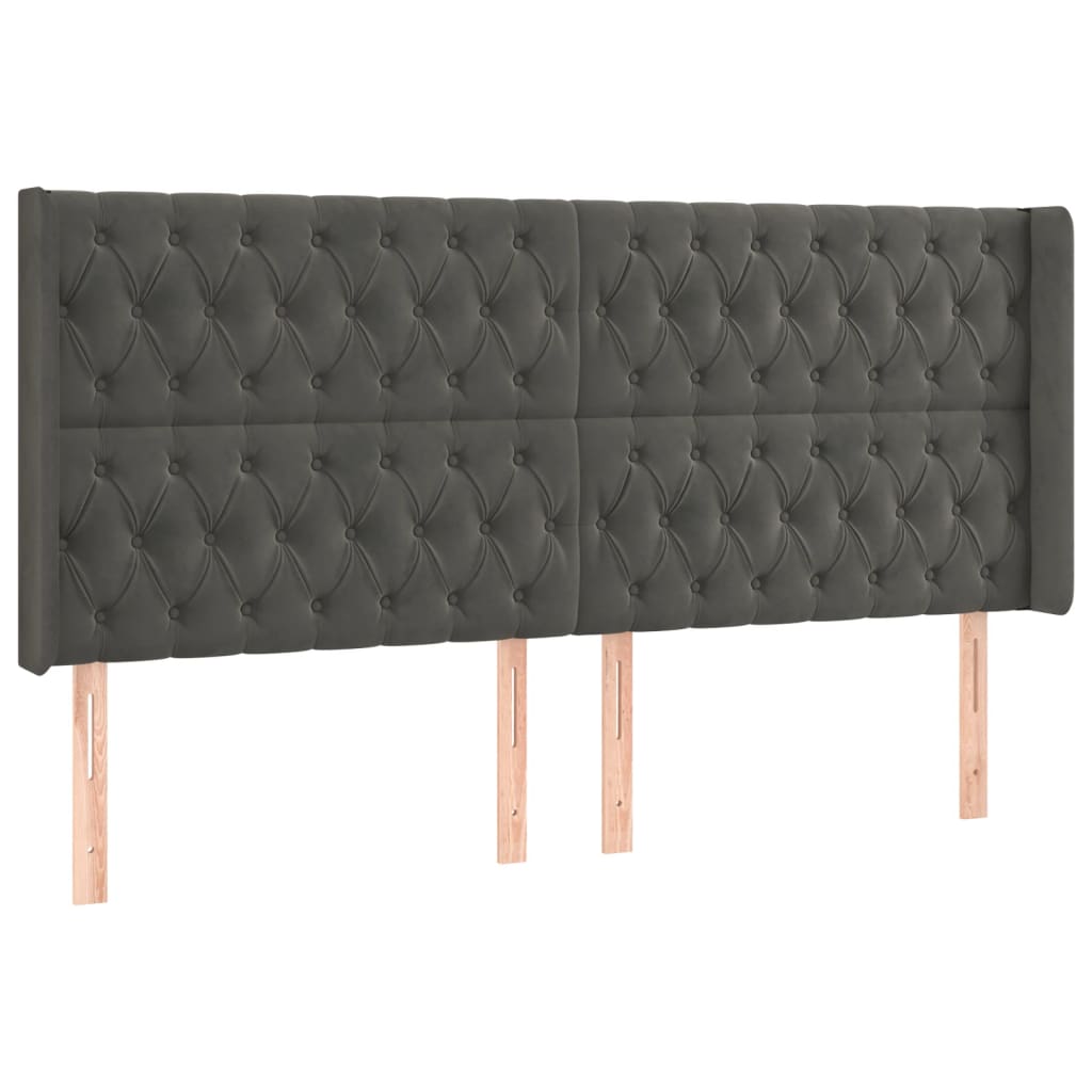 LED uzglavlje tamnosivo 203 x 16 x 118/128 cm baršunasto