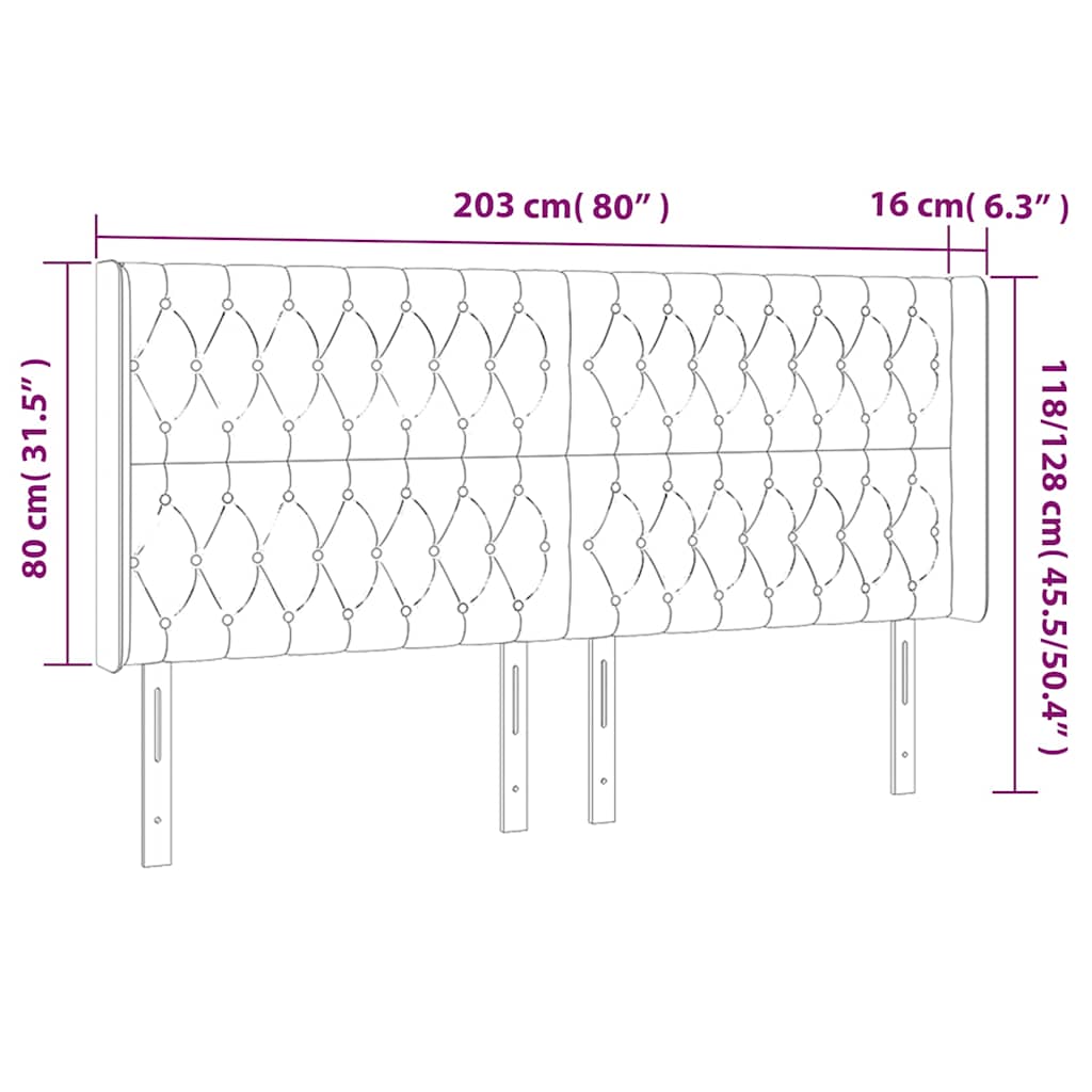 LED uzglavlje tamnoplavo 203 x 16 x 118/128 cm od tkanine