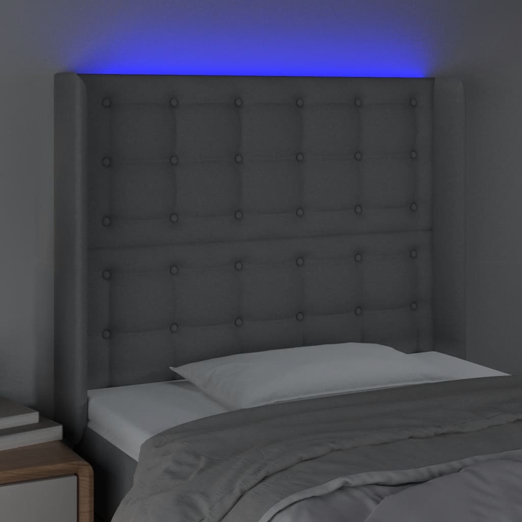 LED uzglavlje svjetlosivo 83 x 16 x 118/128 cm od tkanine