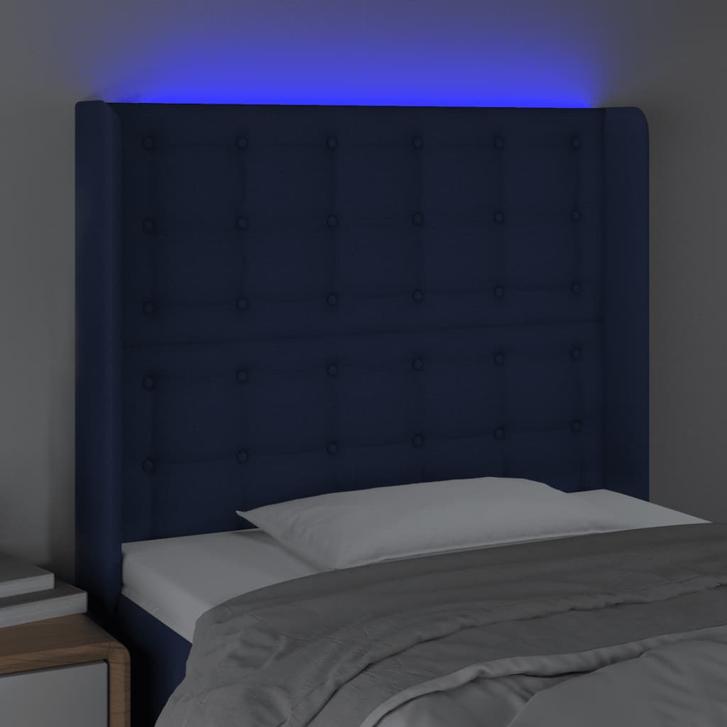 LED uzglavlje plavo 83 x 16 x 118/128 cm od tkanine